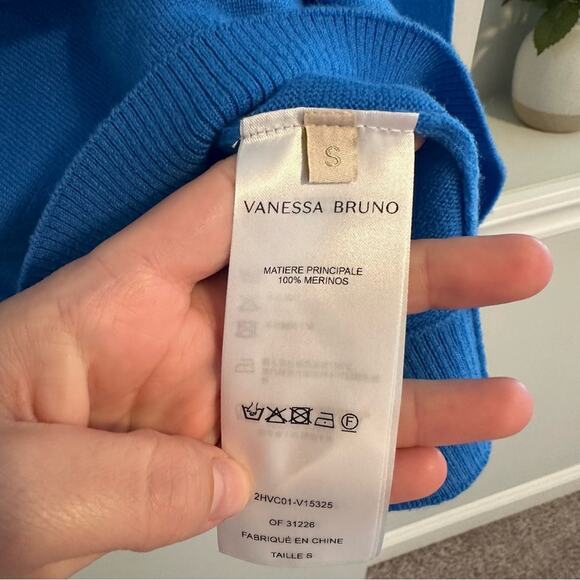NWT Vanessa Bruno Blue Merino Wool Crewneck Sweater Small - Picture 10 of 15